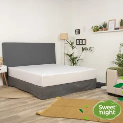 Sweetnight Protège Matelas 90x190 cm - Molleton 100% Coton - Traitement Végétal Anti-Acariens Greenfirst Outlet