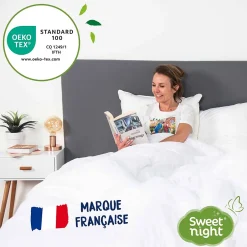 Sweetnight Protège Matelas 90x190 cm - Molleton 100% Coton - Traitement Végétal Anti-Acariens Greenfirst Outlet