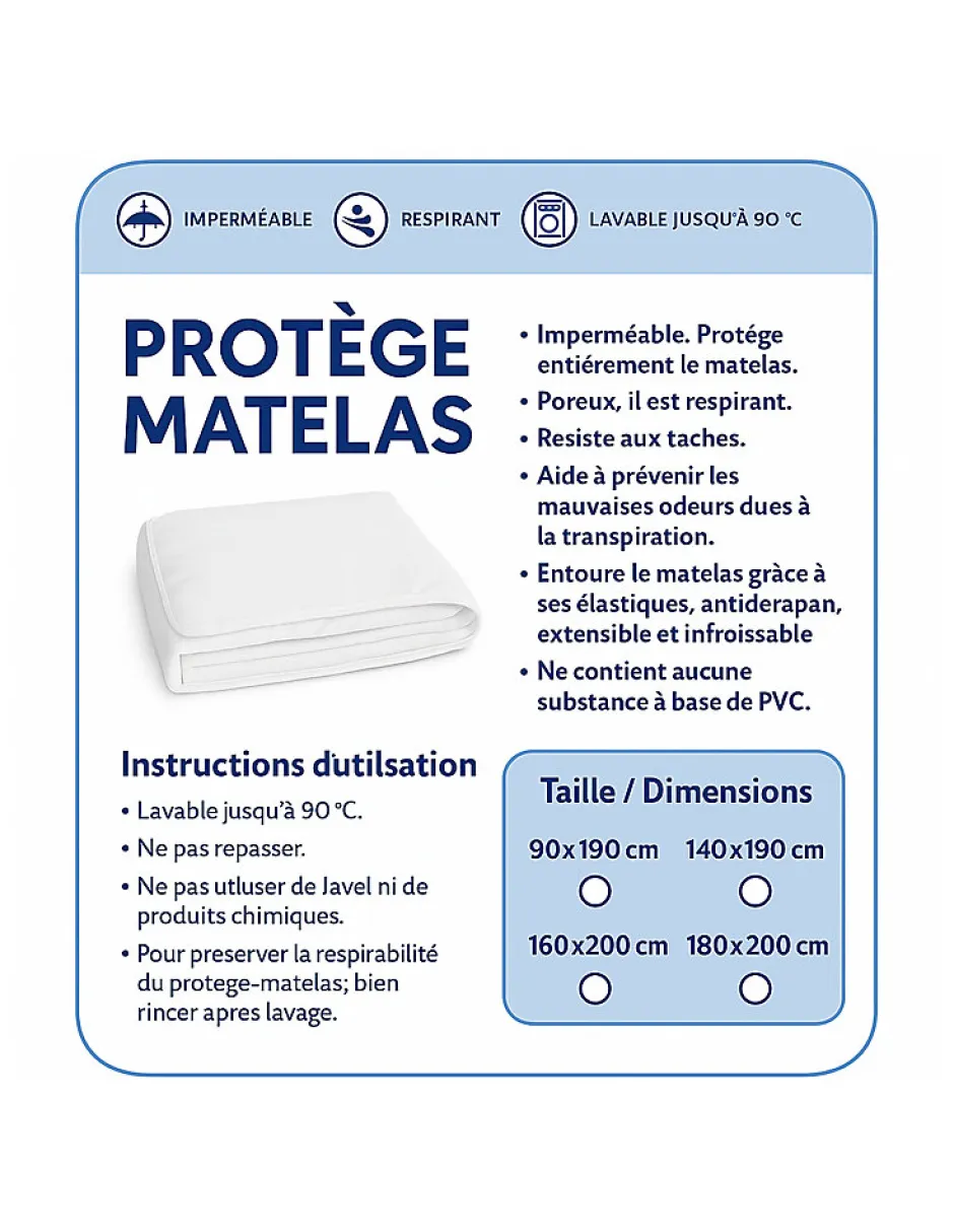 By Sommiflex. Protège Matelas 140x190 Imperméable Lavable, Respirant et Silencieux Convient
