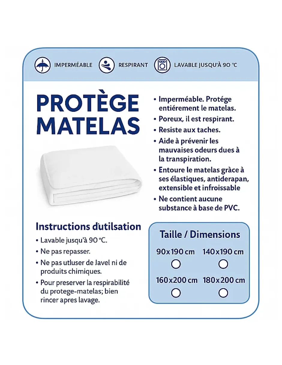 By Sommiflex. Protège Matelas 140x200 Imperméable Lavable, Respirant et Silencieux Convient Outlet