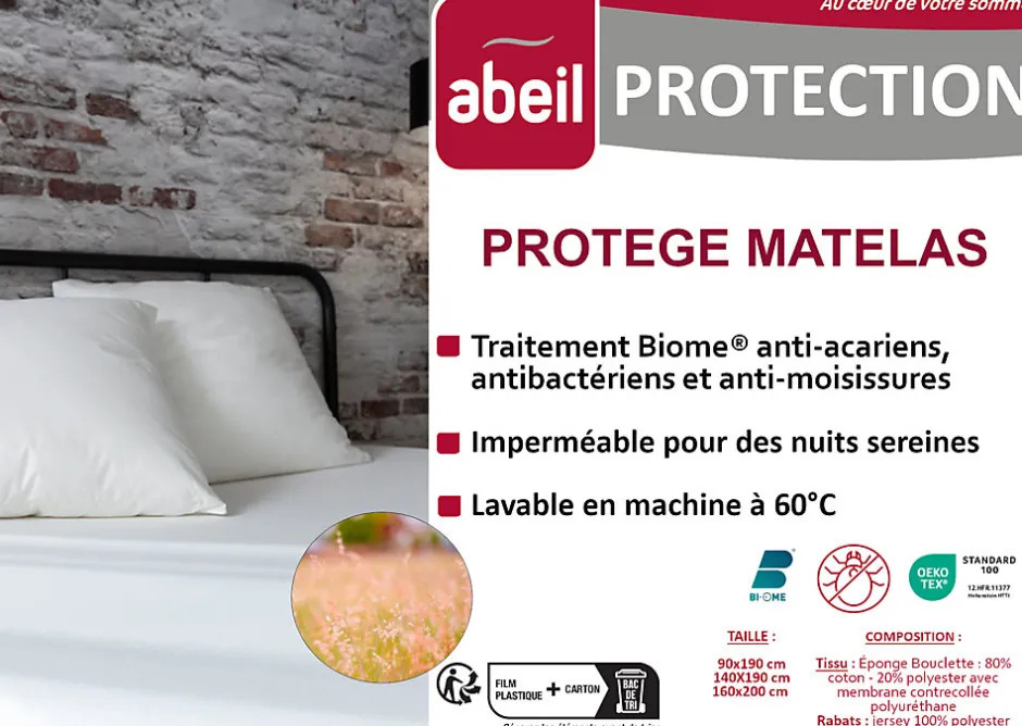 Abeil Protège-matelas Anti-bactériens Biome 160 x 200 cm