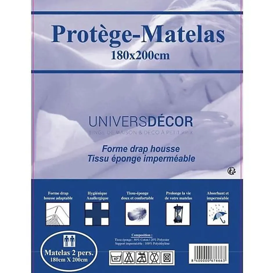 Univers Décor Protège-matelas imperméables, absorbant et anti-acariens 180 x 200 cm New