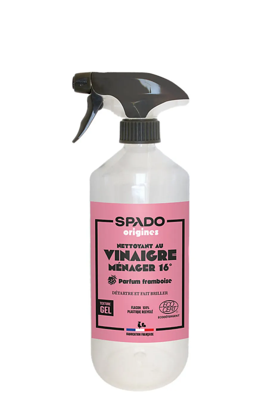 Gloss Pulvérisateur vinaigre blanc gel concentré Spado Origines framboise 16° 750 ml