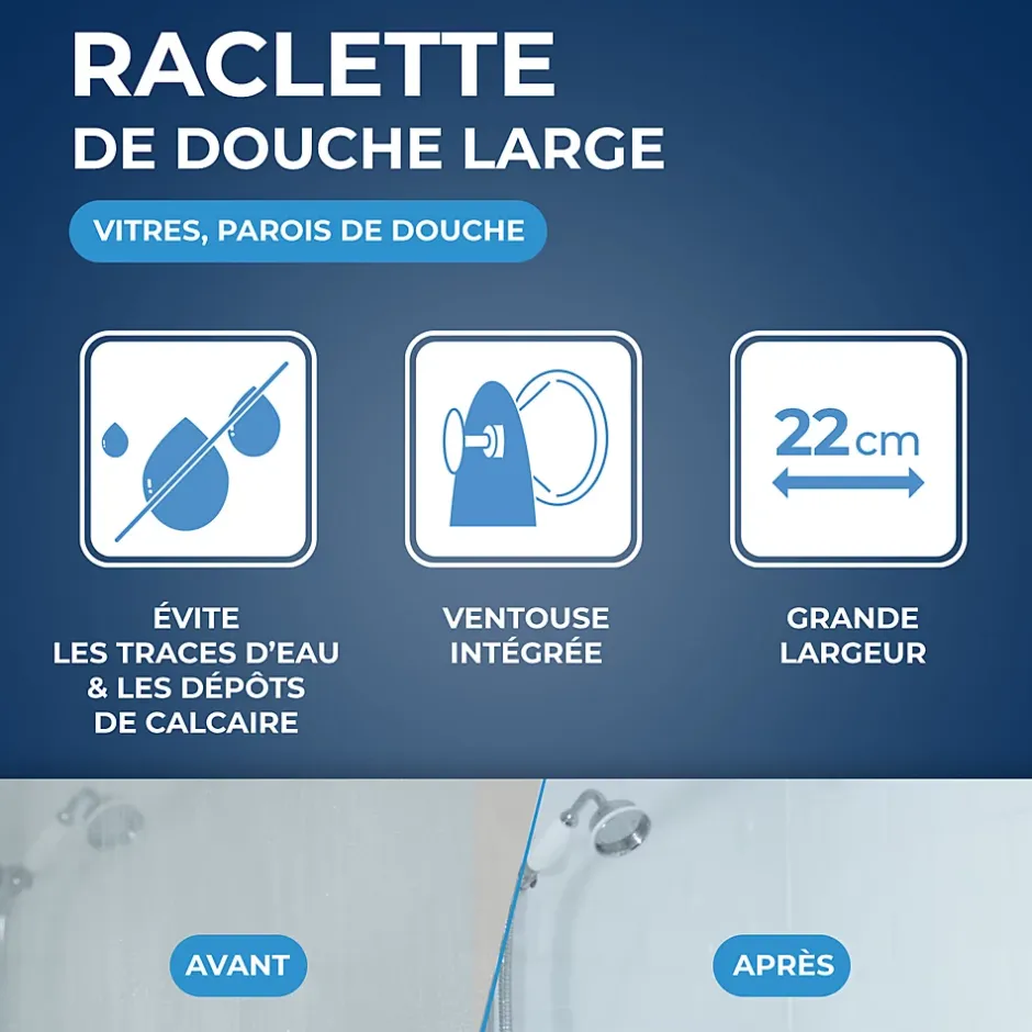 Starwax Raclette de douche coloris bleu/gris largeur 230 mm New