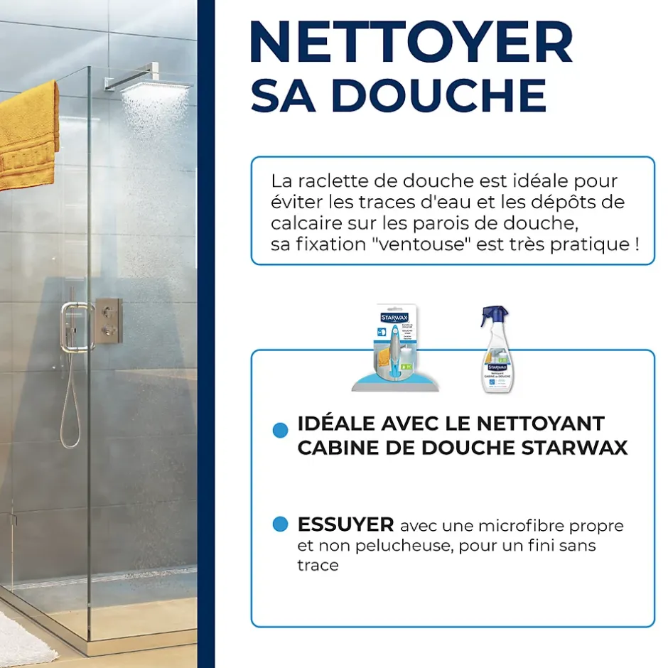 Starwax Raclette de douche coloris bleu/gris largeur 230 mm New