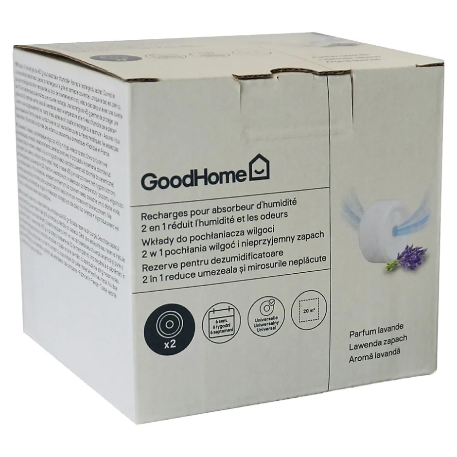 GoodHome Recharge pour absorbeur d'humidité 2 galets lavande 20m² 450g