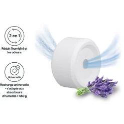GoodHome Recharge pour absorbeur d'humidité 2 galets lavande 20m² 450g