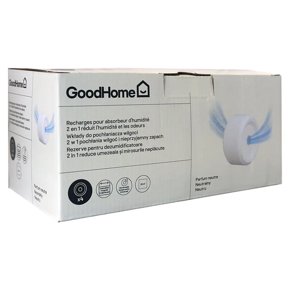 GoodHome Recharge pour absorbeur d'humidité 4 galets neutre 20m² 450g New