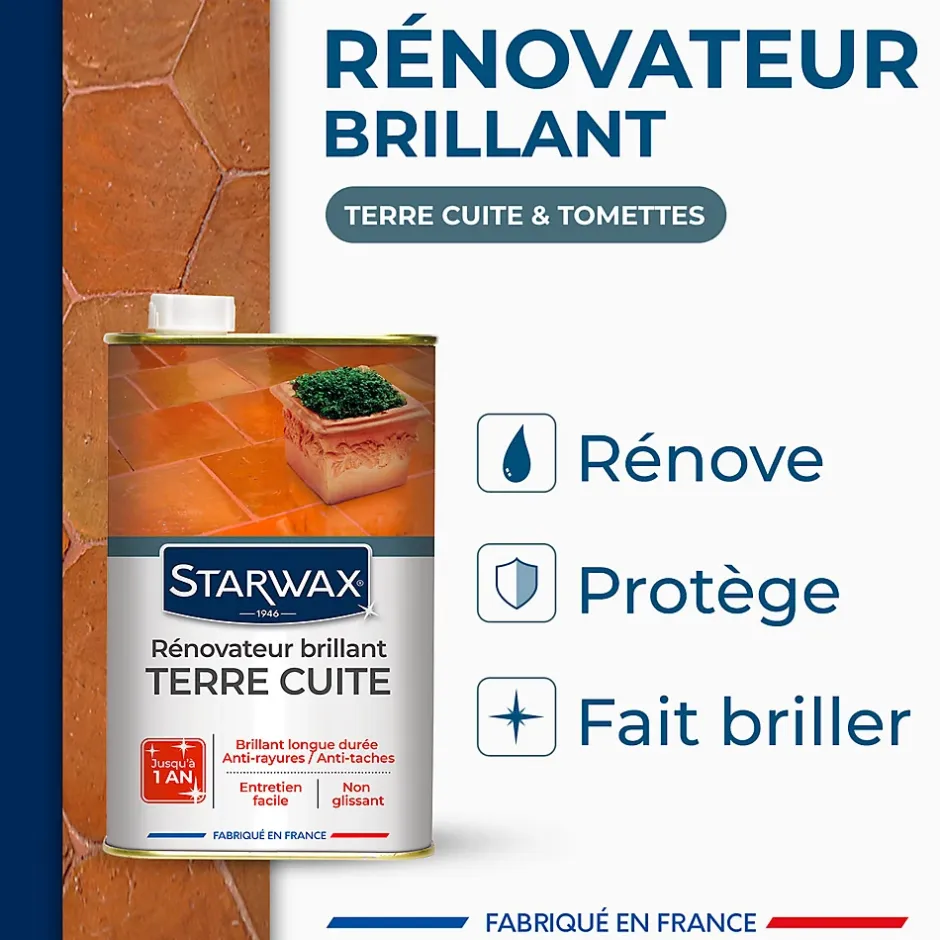 Starwax Rénovateur brillant protecteur tomettes et terres cuites 1L Sale