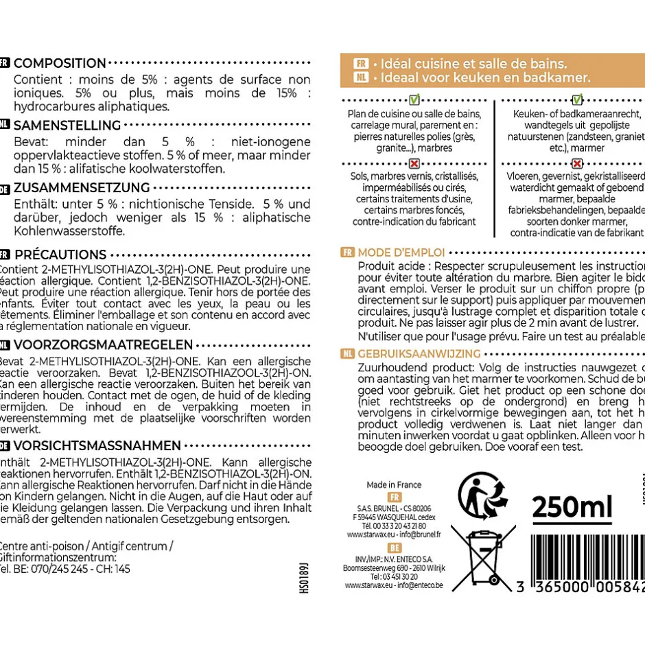 Starwax Rénovateur marbre et pierres naturelles 250ml