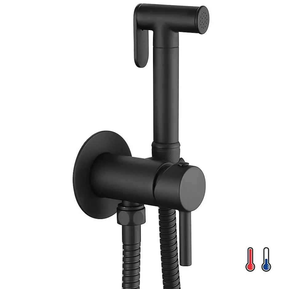 Kibath Robinet WC HYGIÈNE INTIME 2 eaux NOIR mat en laiton Hot