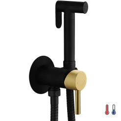 Kibath Robinet WC HYGIÈNE INTIME 2 eaux NOIR OR mat en laiton