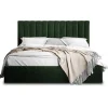 Best Mobilier Rosario - lit coffre - 140x200 - sommier inclus - en velours - New