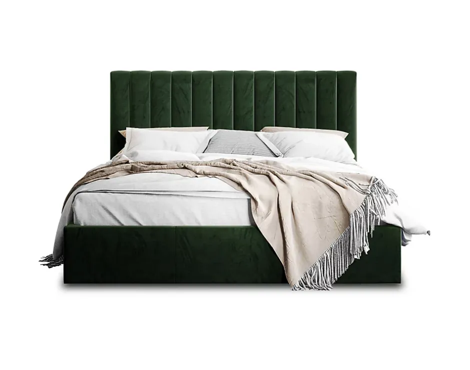 Best Mobilier Rosario - lit coffre - 140x200 - sommier inclus - en velours - New