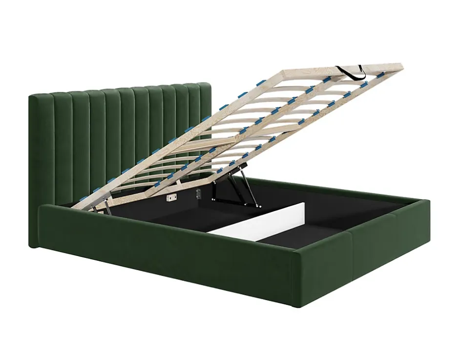 Best Mobilier Rosario - lit coffre - 140x200 - sommier inclus - en velours - New