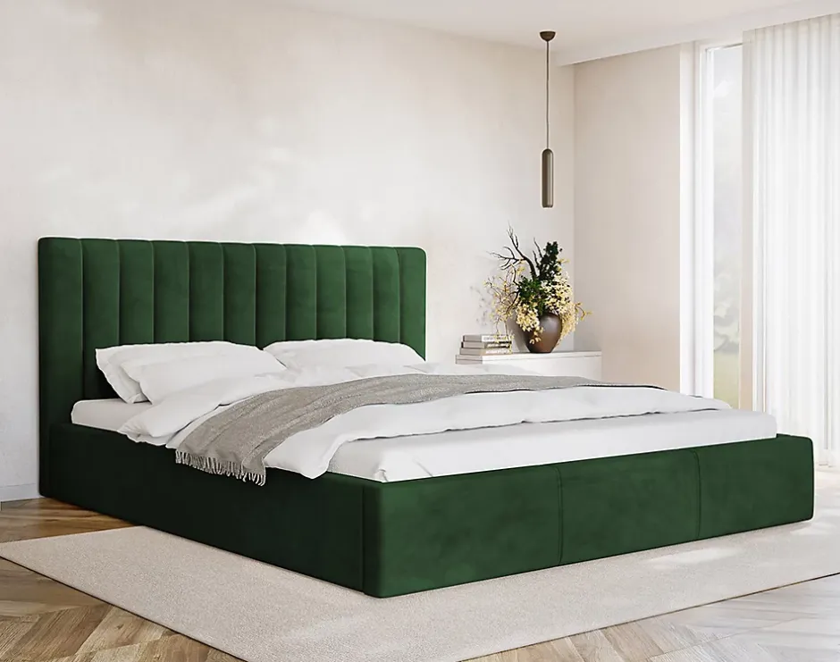 Best Mobilier Rosario - lit coffre - 140x200 - sommier inclus - en velours - New