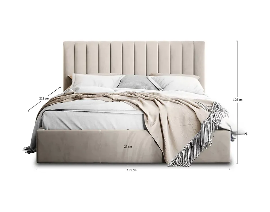 Best Mobilier Rosario - lit coffre - 140x200 - sommier inclus - en velours - New
