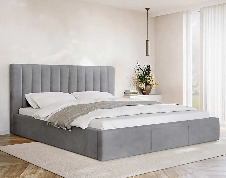 Best Mobilier Rosario - lit coffre - 180x200 - sommier inclus - en velours -