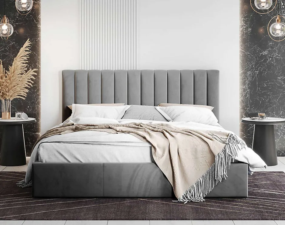 Best Mobilier Rosario - lit coffre - 180x200 - sommier inclus - en velours -