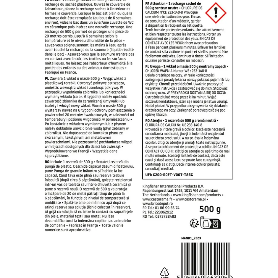 Sachet absorbeurs d'humidité 20m² 500g Online