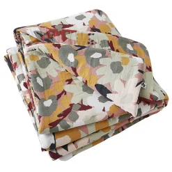 Altobuy SARAH - Chemin de Lit 90x200cm Gaze de Coton Imprimé Rose Imprimé Floral