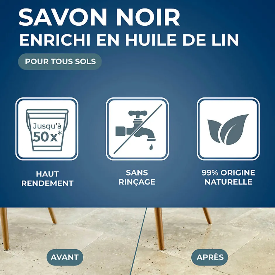 Starwax Savon noir à l'huile de lin 1L