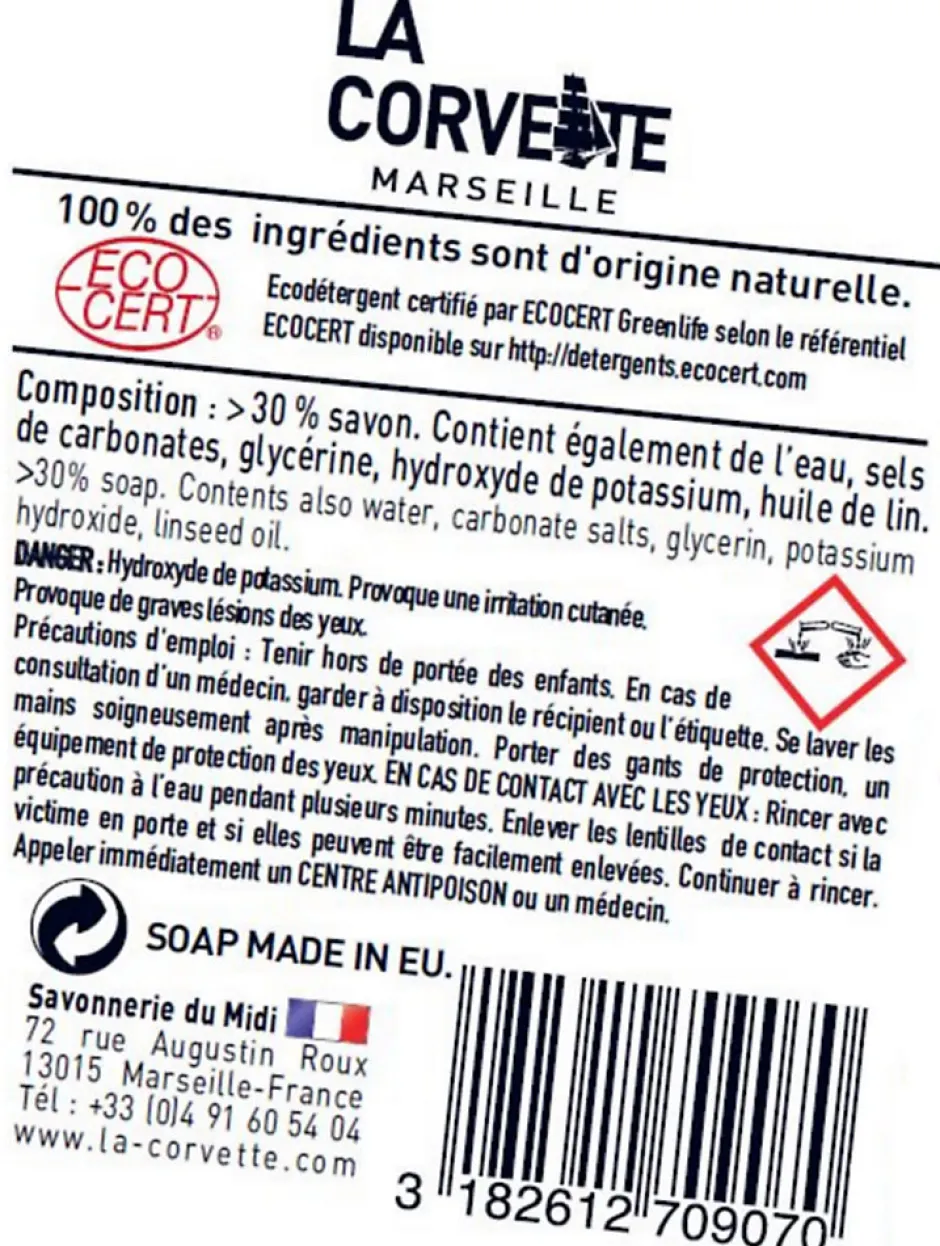 La Corvette Savon noir Savonnerie du midi en pâte à l’huile de lin 1kg