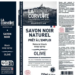 La Corvette Savon noir Savonnerie du midi liquide à l’huile d’olive en spray 750ml