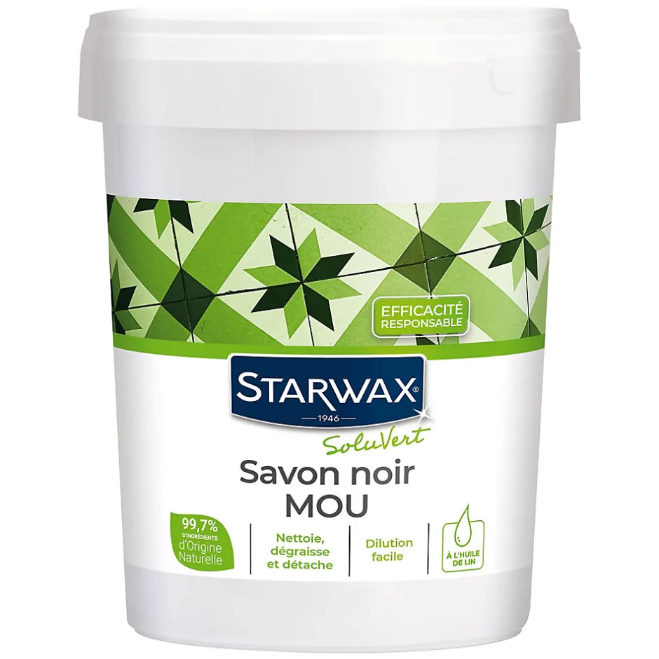 Starwax Savon noir mou à l'huile de lin Soluvert 1kg