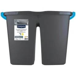 Starwax Seau double compartiment gris 14L