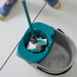 GoodHome Seau et essoreuse de torsion gris clair 14L