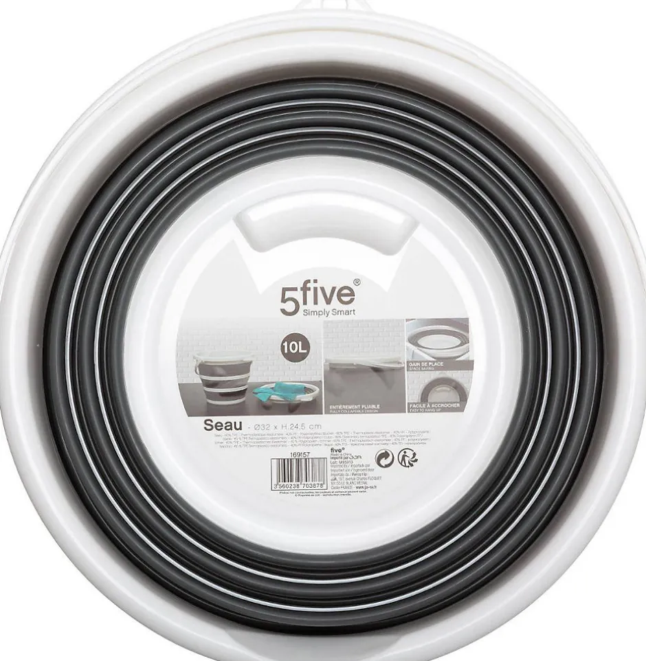5Five Seau pliable 10L - Blanc gris -