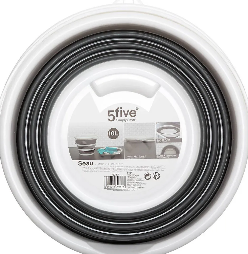 5Five Seau pliable 10L - Blanc gris -