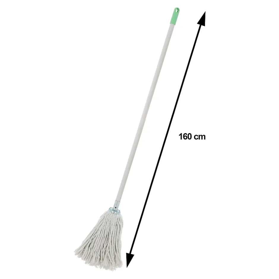 Serpillère à franges en coton blanc L.158 x l.13 cm Online