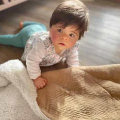 Sevira Kids Couverture en gaze de coton et sherpa Jeanne