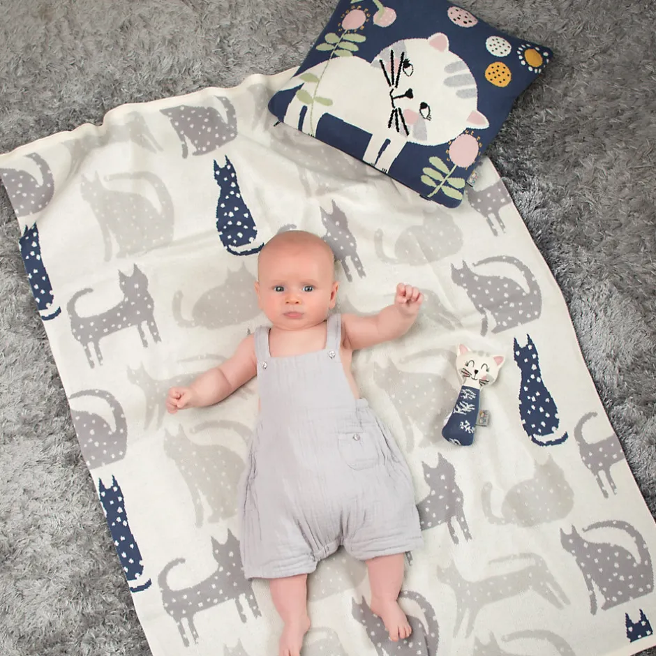 Sevira Kids Couverture en coton bio Gots Chat