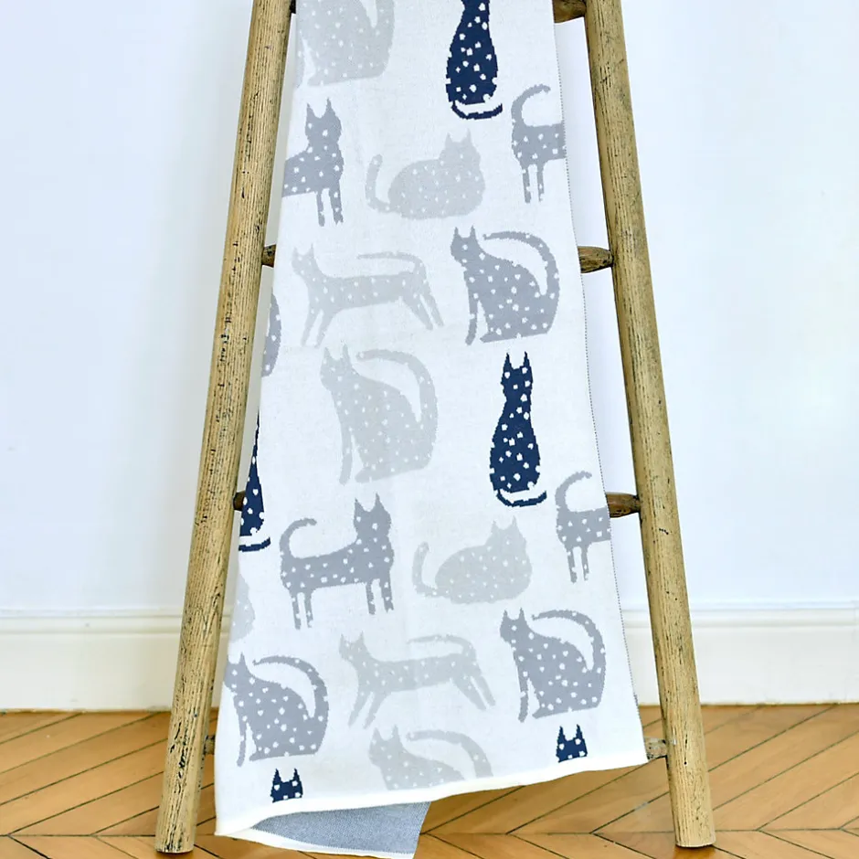 Sevira Kids Couverture en coton bio Gots Chat