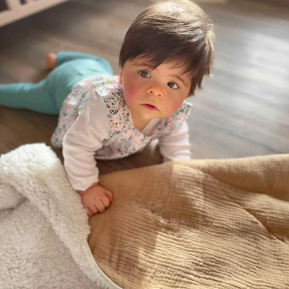 Sevira Kids Couverture en gaze de coton et sherpa Jeanne Sale