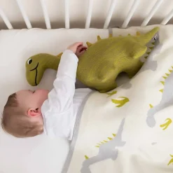 Sevira Kids Couverture en coton bio GOTS Dinosaure Sale