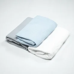Sevira Kids Lot de 3 draps housse berceau en gaze de coton Uni