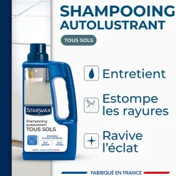 Starwax Shampoing autolustrant 2 en 1 tous sols intérieurs 1L