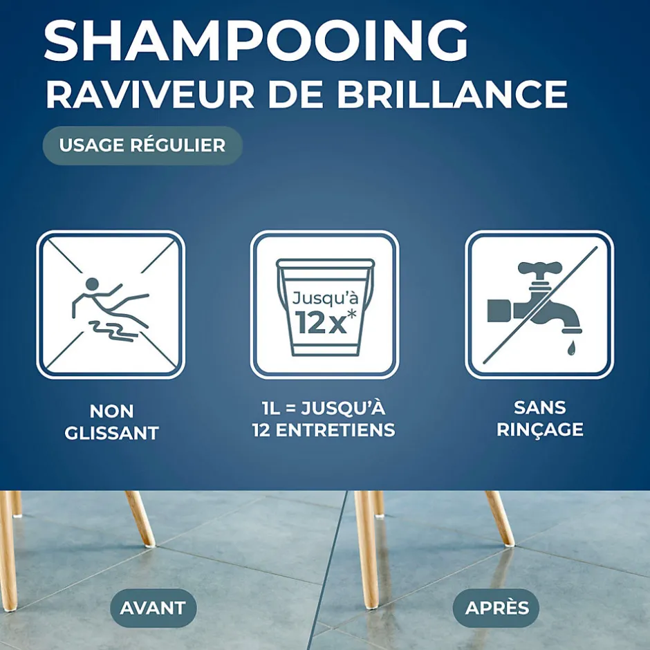 Starwax Shampoing autolustrant 2 en 1 tous sols intérieurs 1L