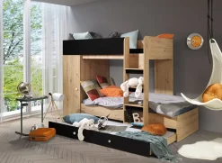 Abiks Meble SMART 2 Lit superposé 254/165/94 (Artisan/noir) Hot