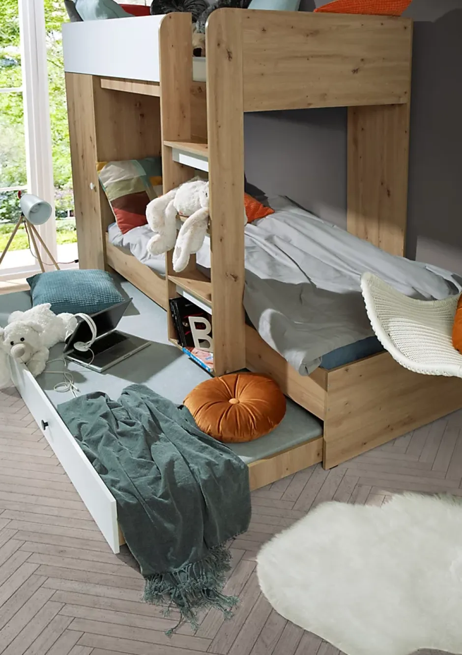 Abiks Meble SMART 2 Lit superposé 254/165/94 (Artisan/blanc)