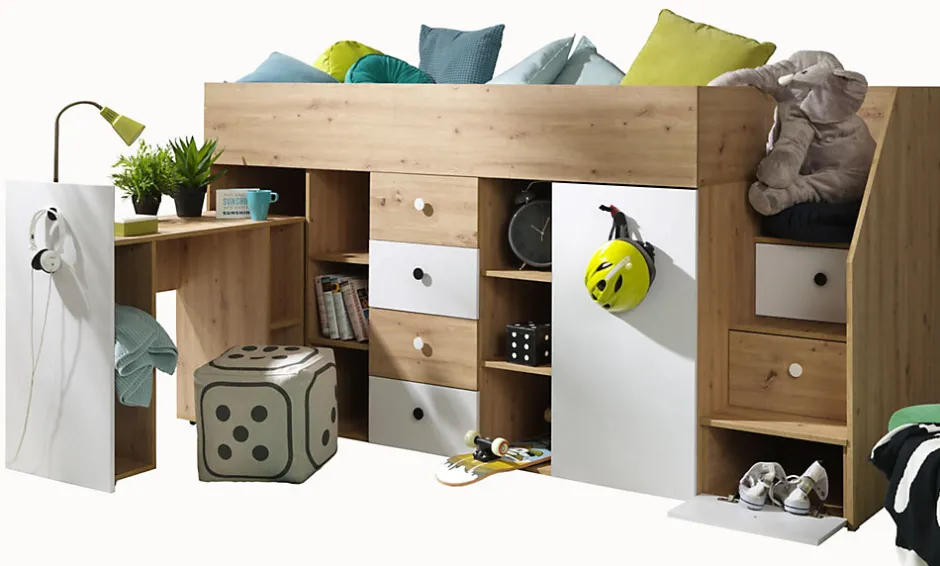Enfant Abiks Meble SMART 3P Lit superposé 248,5/123/93 (artisan/blanc)
