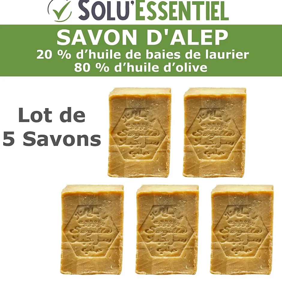 Tout Pour Les Nuisibles Solu Essentiel - Savon d Alep - 20% huile de baies de laurier - 80% huile d olive - Savon de 200g - lot de 5 Clearance
