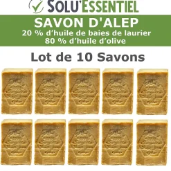 Tout Pour Les Nuisibles Solu Essentiel - Savon d Alep - 20% huile de baies de laurier - 80% huile d olive - Savon de 200g - lot de 10