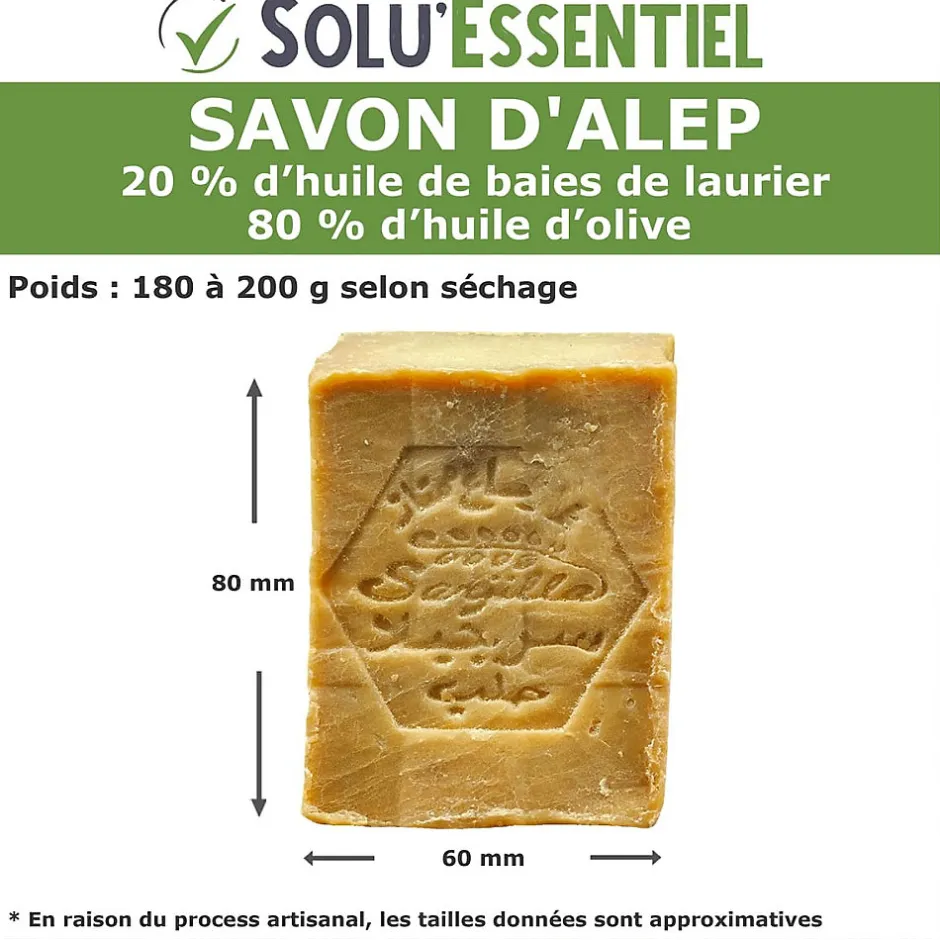 Tout Pour Les Nuisibles Solu Essentiel - Savon d Alep - 20% huile de baies de laurier - 80% huile d olive - Savon de 200g - lot de 10