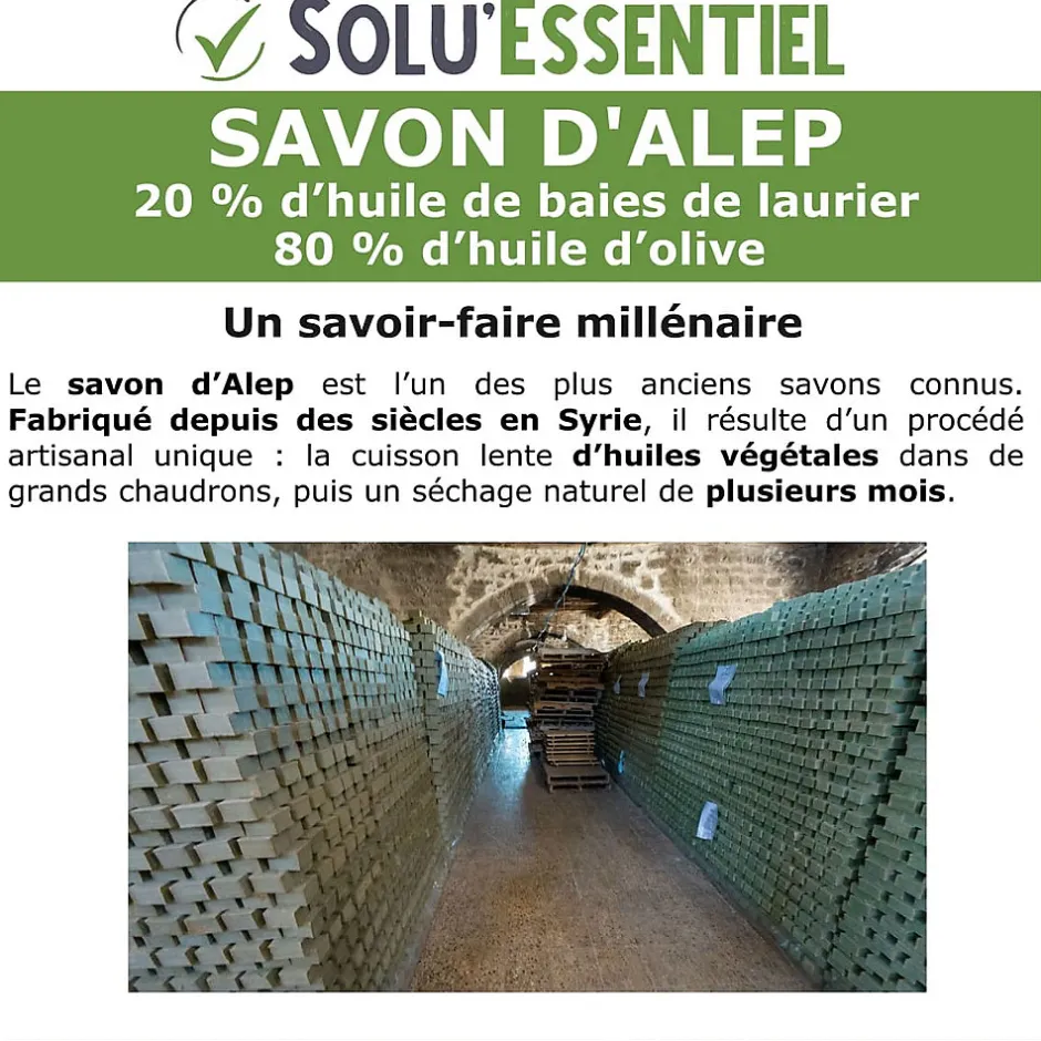 Tout Pour Les Nuisibles Solu Essentiel - Savon d Alep - 20% huile de baies de laurier - 80% huile d olive - Savon de 200g - lot de 10