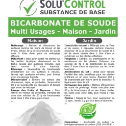 Tout Pour Les Nuisibles SOLU'CONTROL - 500 g de Bicarbonate de Soude Multi Usages, Maison et Jardin, 100% Naturel, Sachet Zip refermable